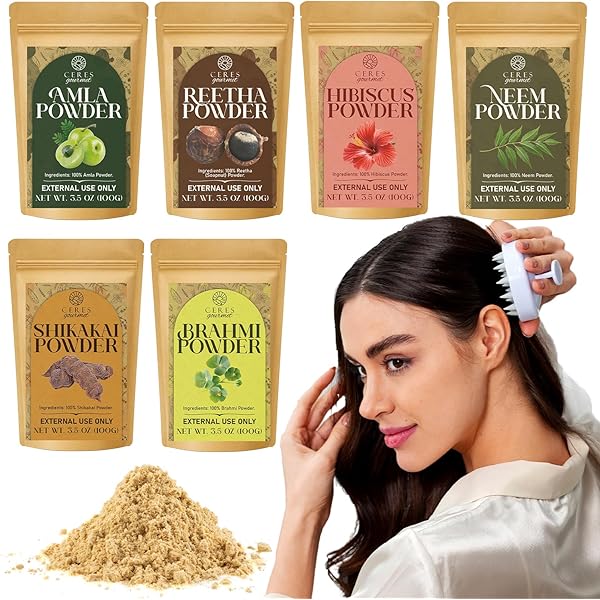 Amazon.com: Herbal Powder for Hair Growth| Combo of 7 Herbal Hair